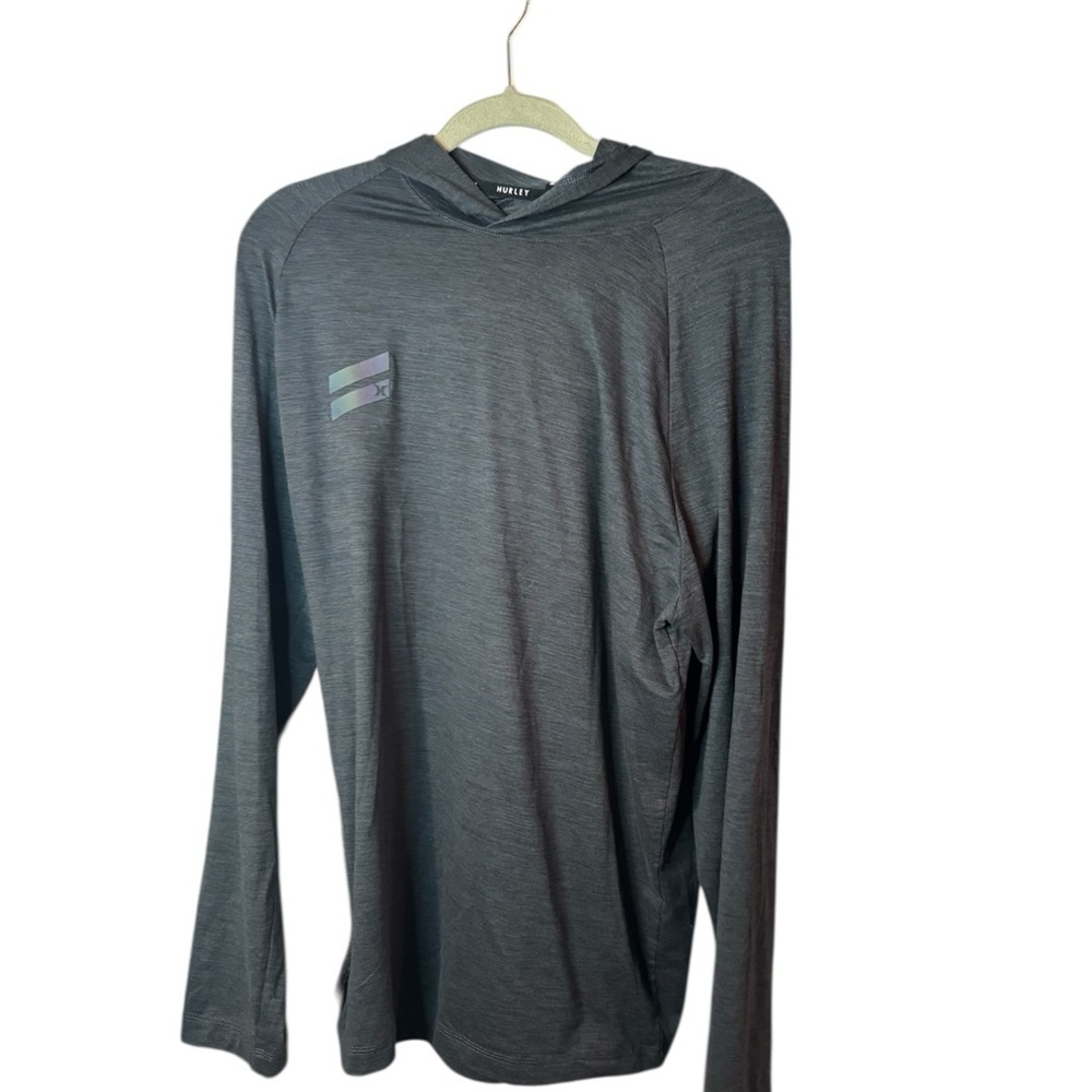 Hurley Men’s Long Sleeved Dark Gray Size L Logo Spandex Workout Athletic Hoodie - Picture 2 of 7